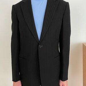 Black Label Giorgio Armani Single Breasted Peak Lapeled Suit
